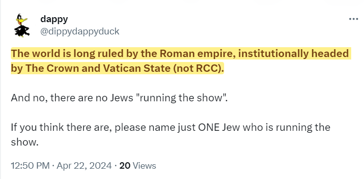 @JGarter685 No, the Rothschilds are: 1] Subservient to the Crown, just like the monarch is. The Oaths of the Orders of the Temple &Malta demand sole and total allegiance to the Roman empire. 2] Neither Ashkenazi nor Jewish nor have any heritage from ancient Khazar.