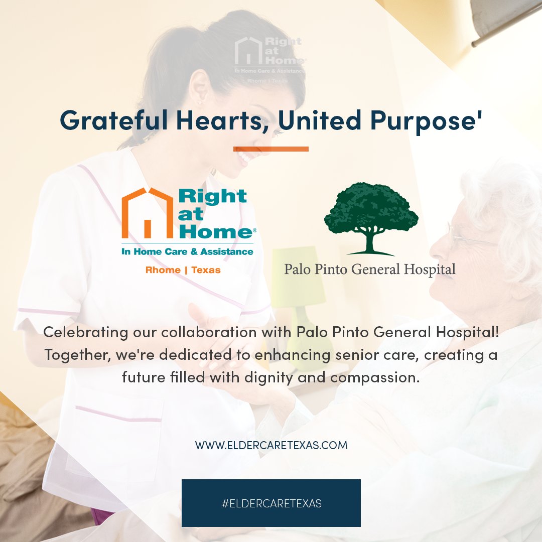 Thrilled to partner with Palo Pinto General Hospital! Together, we're committed to providing exceptional care and support to our seniors. Learn more at 👉linktr.ee/eldercaretexas #GratefulHearts #UnitedPurpose #SeniorCare #RightAtHomeRhome #PaloPintoGeneralHospital