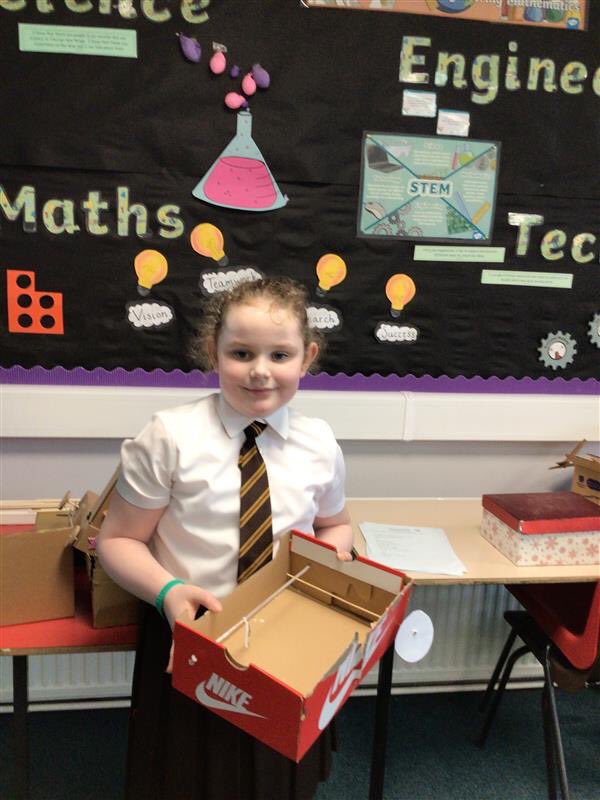￼
This great P3 girl put her engineering skills to the test at home by creating a car from junk box materials. Well done! 👏 #STEM #widerachievement