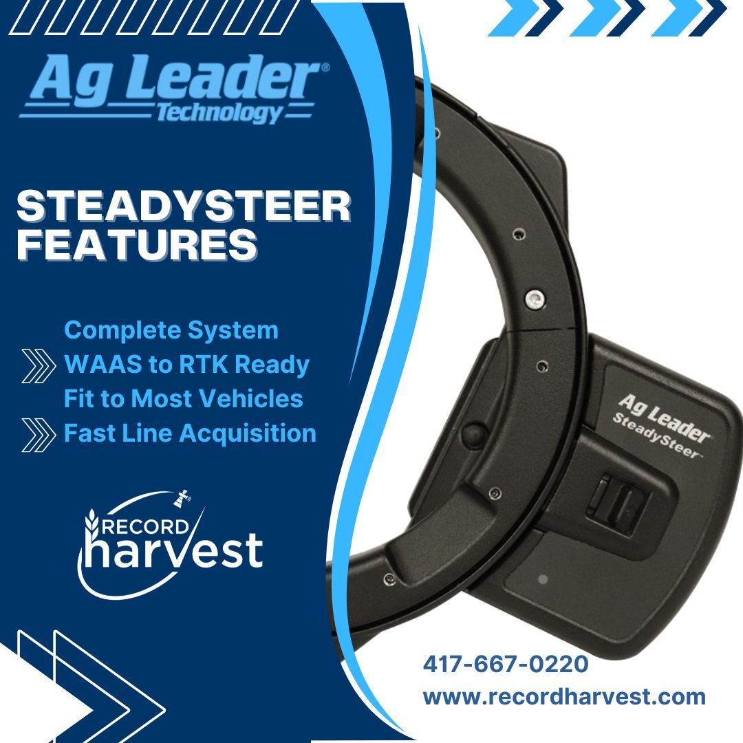 Economical, hands-free assisted steering system paired with a GPS receiver delivering pass-to-pass accuracy to any operation. Call us for your install!
#RecordHarvest #AgLeader #SteadySteer #PrecisionFarming #Agriculture