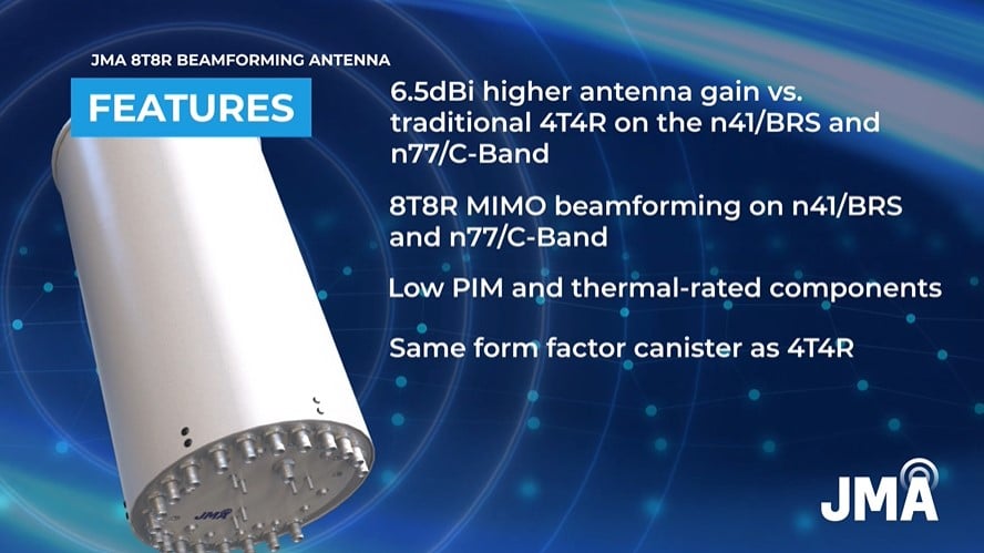 JMAwireless's tweet photo. Count on performance delivery, improved user experience, and unequivocal spectrum utilization with our industry-first 8T8R small-cell beamforming antenna.

Learn more here:
https://t.co/NCrj0TI9X2

#jmawireless #differentbydesign #antennas #beamforming https://t.co/NzEUU0Z7R4