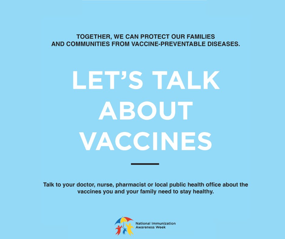 This is National Immunization Awareness Week. Immunize Canada encourages everyone in Canada to get up to date on the vaccines they need. Catch up on your vaccines and do what matters! #GetImmunized with confidence. #NIAW2024