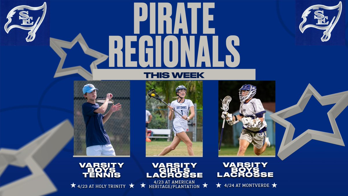 🏴‍☠️ SES Boys Tennis, Girls Lax, & Boys Lax hit the road this week for their Regional matchups. Best of luck to our Pirate teams! #LetsGoPirates