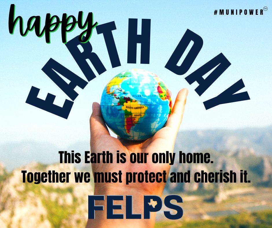 Happy #EarthDay2022! Our planet is our most valuable resource, and we must all make a commitment to take care of it. How will you #DoYourPart this year? #LoveOurPlanet #MuniPower