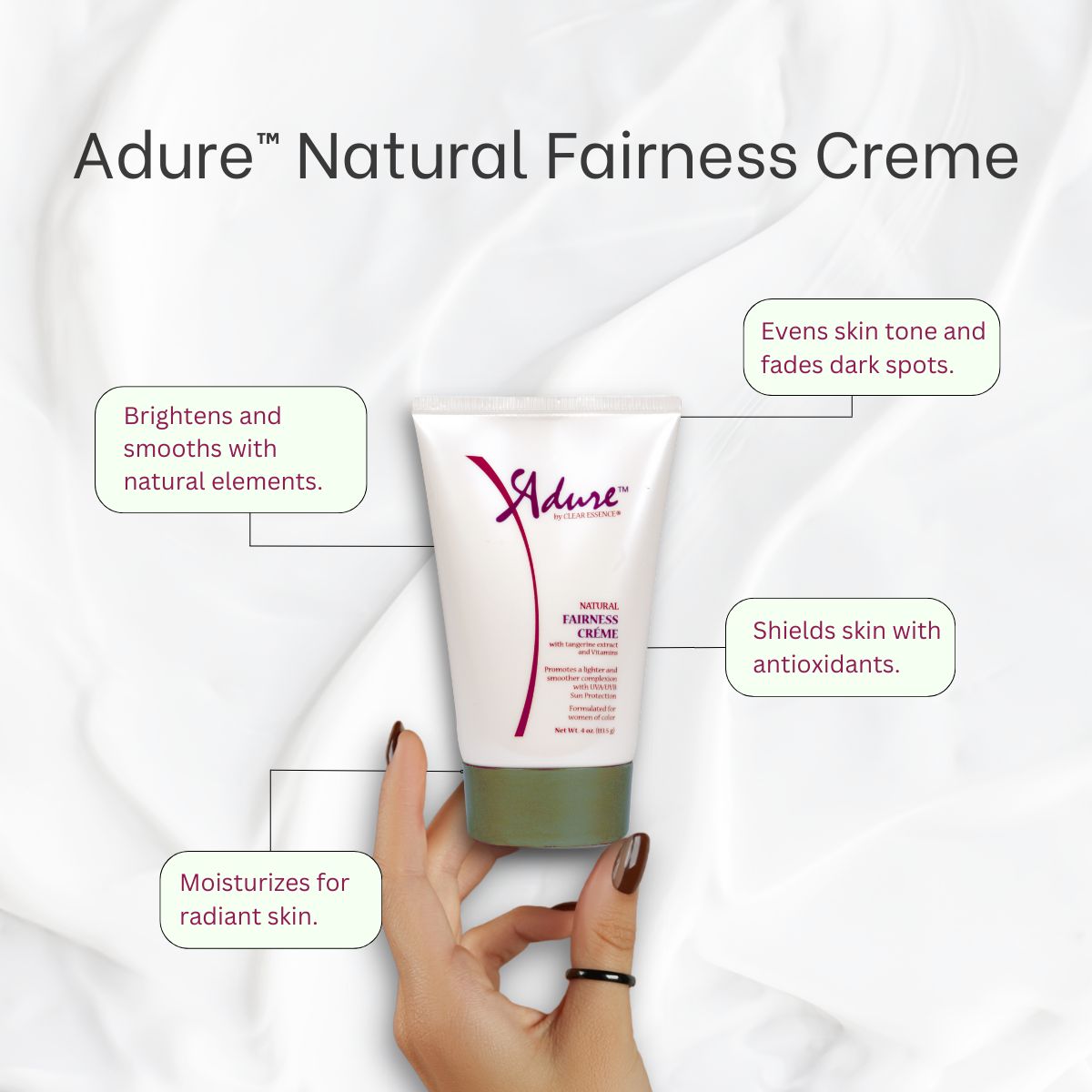 Illuminate your natural beauty with Adure™ Natural Fairness Creme 🌟. It's all about brightening and evening out your skin tone, naturally. What's your secret to a flawless glow? #BrightSkin #NaturalCare #SpotlessGlow #RadiantBeauty #SkincareSecrets