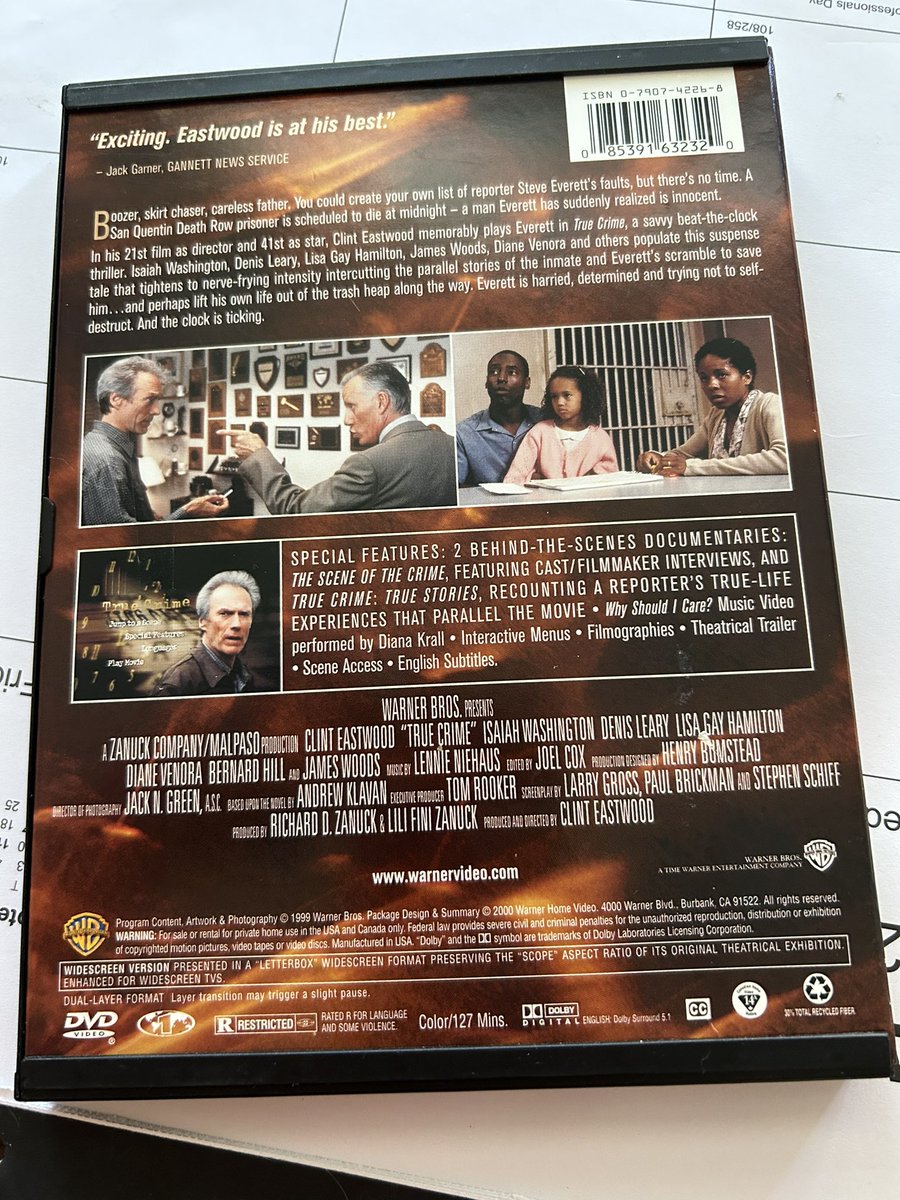 True Crime is 25 years old and holds up quite well. It’s a mystery with a very flawed, main character at its center. Eastwood is great and gets solid support by Isaiah Washington and the rest of the cast.
#TrueCrime #ClintEastwood #JamesWoods #IsaiahWashington  #PhysicalMedia