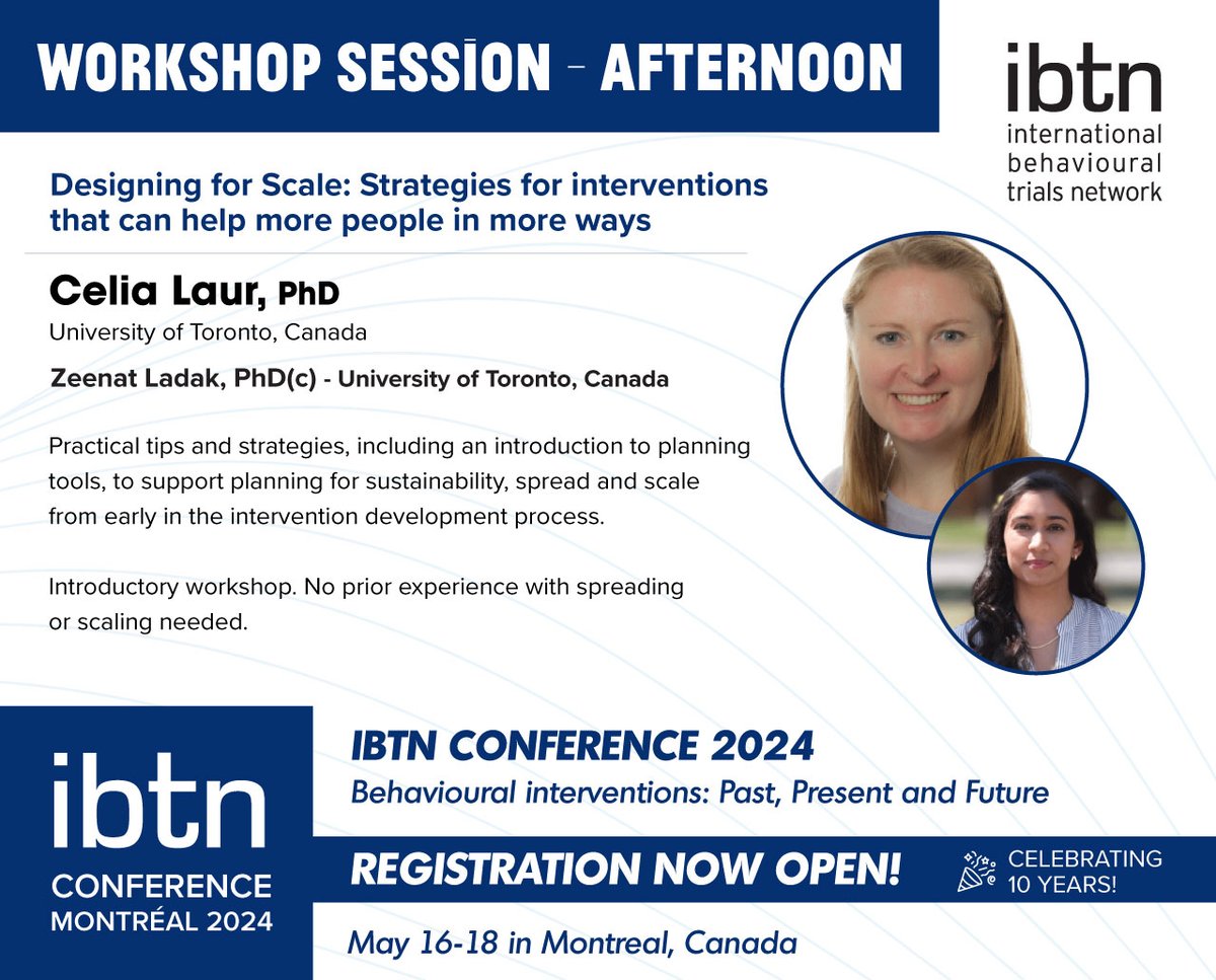 Want to learn with some of the biggest names in the field? Workshop opportunities you *cannot* miss ! 📢💥REGISTER for #IBTN2024 until April 26! ibtnetwork.org/conference/202… #behaviourchange #behavioralhealth #behavioralscience #behavioralmedicine #conference