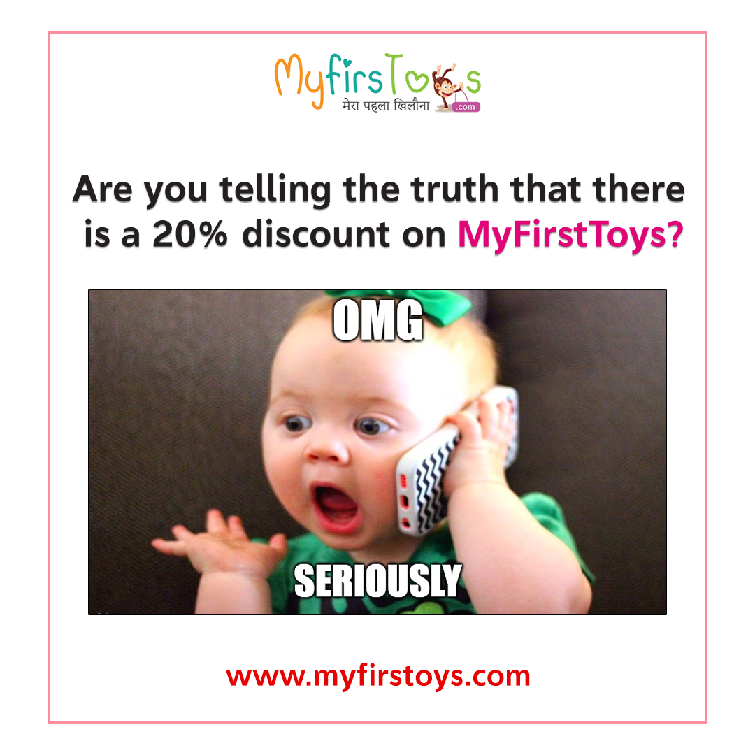 Attention toy lovers! 📷 Enjoy 20% off all toys at MyFirsToys! Don't miss out! 📷
Follow us:- myfirstoys.com
#babyproducts #playandlearn #toyshop #Equality #LetThemPlay #parentingadventures #childhoodmemories #PlaytimeDeals #KidsJoy  #FunEveryday #DiscountsGallore