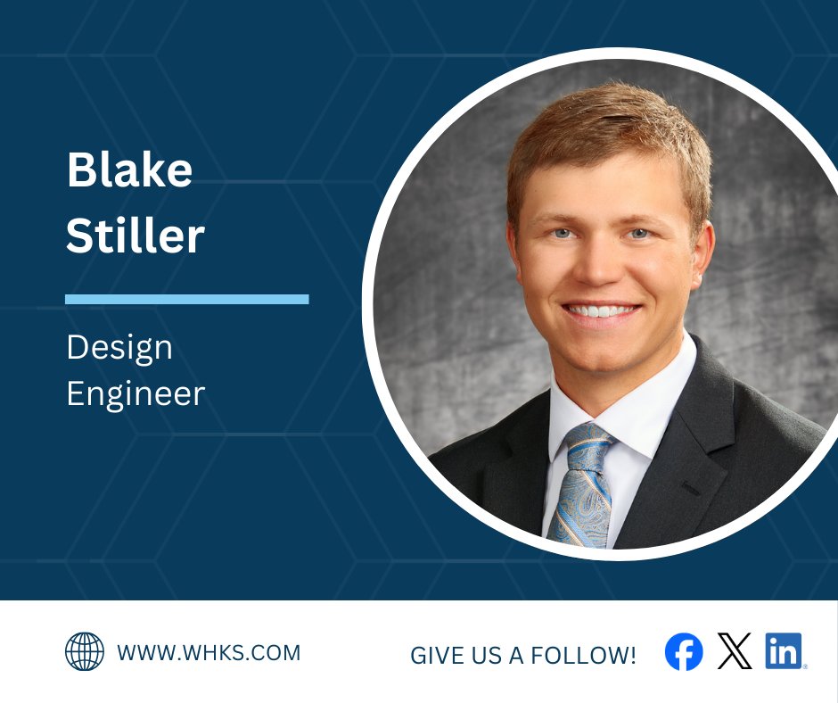 WHKS is excited to introduce some of the newest faces at WHKS & Co.! Please welcome:
✨ Blake Stiller ✨

Blake joins WHKS as a Design Engineer. Blake graduated from South Dakota State University with a Degree in Civil Engineering. 

#WHKS #Shapingthehorizon