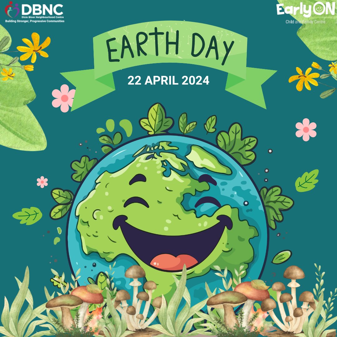 🌍 Happy Earth Day! 🌿 Let's celebrate Earth today and every day by taking action to preserve its beauty & resources. Spend time in nature appreciating all the wonders earth provides. Together, we can make a difference for our planet! 

#EarlyON #EarthDay #GreenMatters