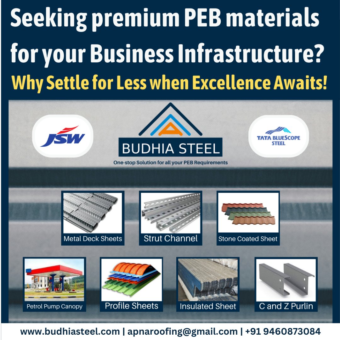 #roofingsheets #profilesheet #cpurlin #zpurlin #purlins #deckingsheet #metaldecksheet #galvanisedpurlins #strutchannel #cchannel #solarenergy #solarstructure #industrialwarehouse #steelstructure #steelbuildings #architecture #tatasteel #jswsteel #amns #budhiasteel #budhiasteelpeb