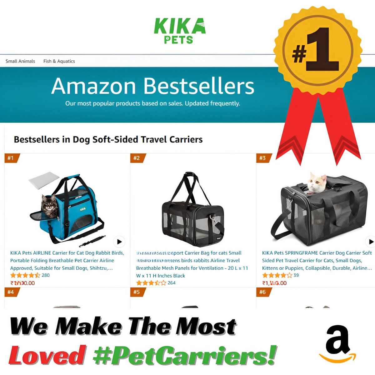 🎉🐾 We're #1 ! Thanks to YOU, our incredible community, our pet carriers have clinched the top spots—#1 and #3! 🌟✨ A huge shout-out to our lakhs of customers who choose to trust us. #petcarrier #catcarrier #dogcarrier #kikapets