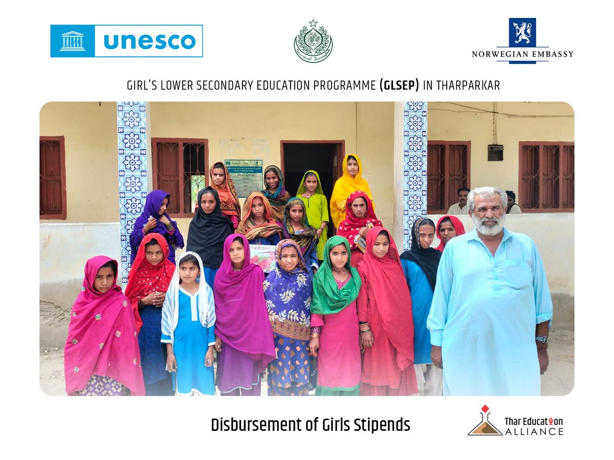 The Thar Education Alliance, with Support of @UNESCO is providing Girls stipends to middle school in Tharparkar, this initiative is designed to enhance school attendance and retention among girls. Let's empower our future leaders through education. @SELD_Sindh