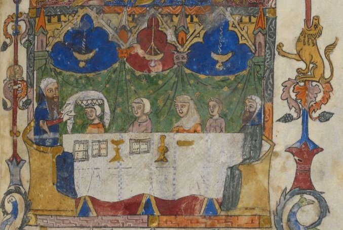 #Passover2024 begins this evening; and celebrants worldwide will be sitting down to the #Seder feast. Revisit our #Passover blog blogs.bl.uk/asian-and-afri… (Barcelona Haggadah, Spain, 14th century Add MS 14761, f. 28v)
