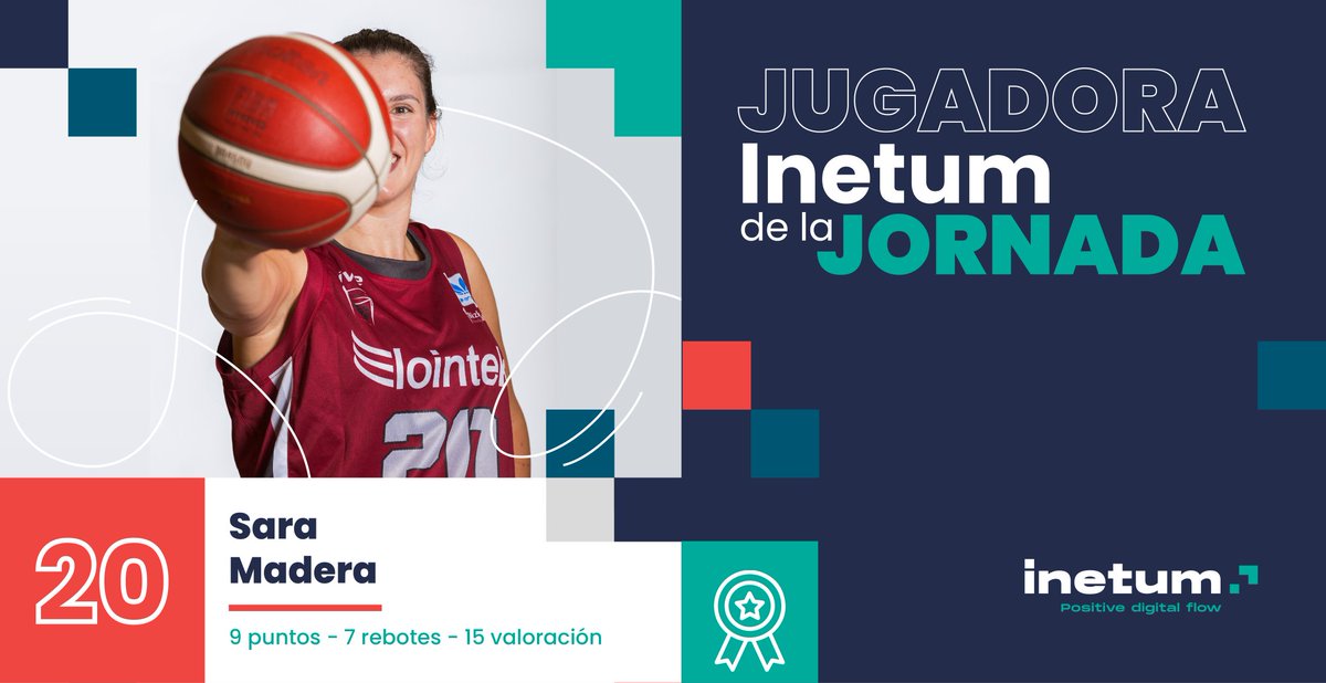 ⭐ | @SaraMade20 jugadora @inetum_es de la jornada 30 de la #LFEndesa 9️⃣ Puntos 7️⃣ Rebotes ⬇️ 1️⃣5️⃣ Valoración