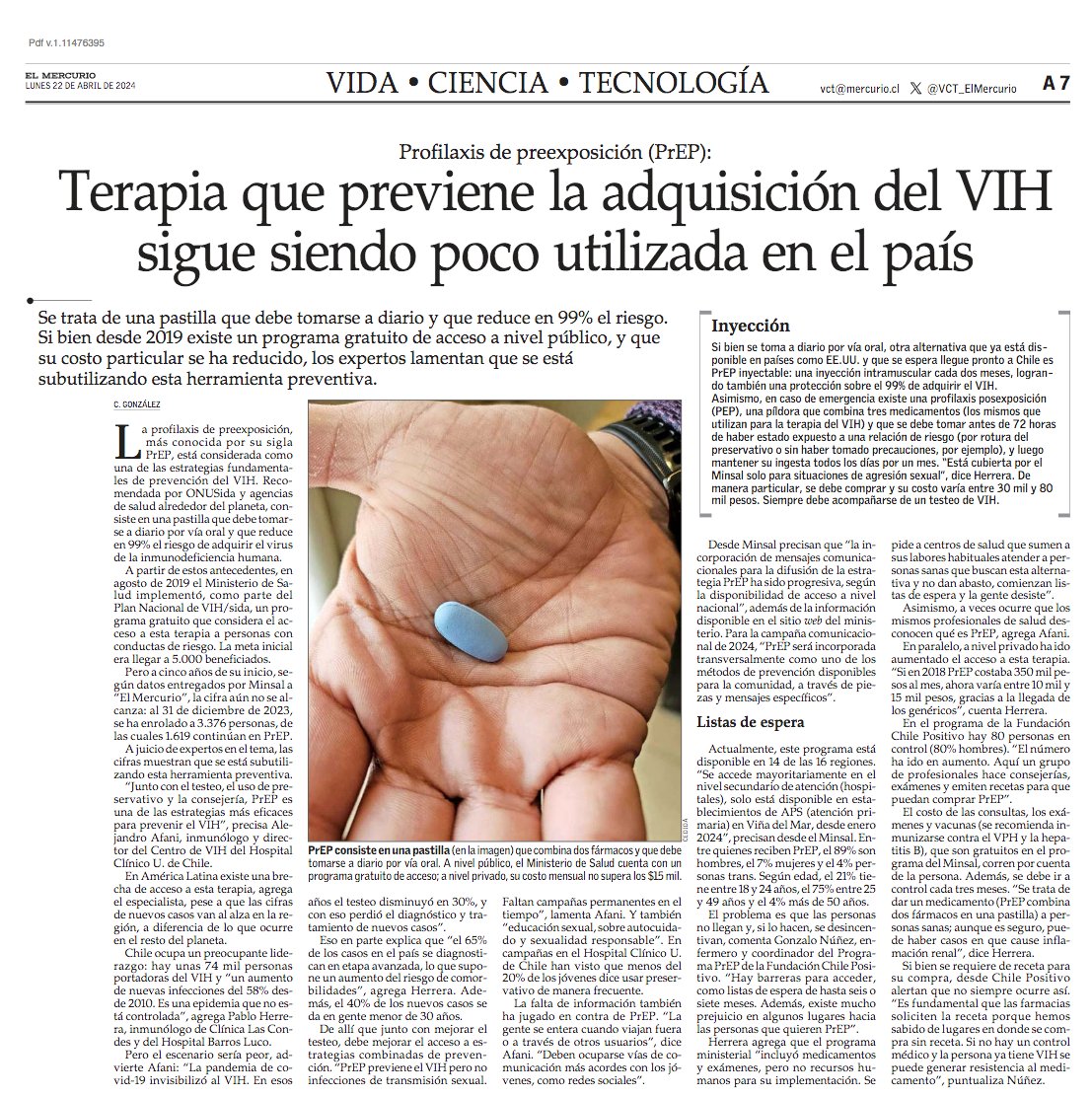 Terapia que previene la adquisición del VIH sigue siendo poco utilizada en el país. #VCTElMercurio shorturl.at/aoEIW