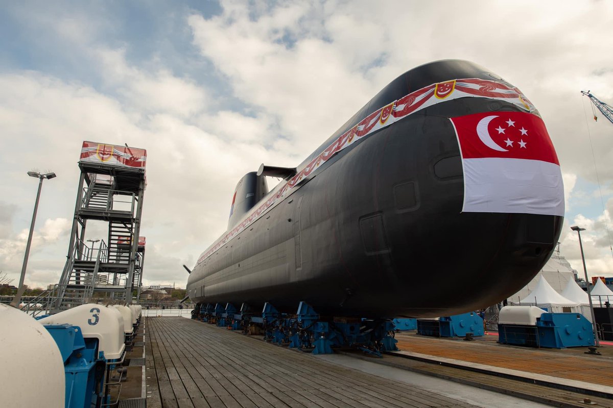 Future Republic of Singapore Navy Invincible-class Type 218SG submarine RSS Inimitable being launched today in Kiel, Germany - April 22, 2024 #rssinimitable SRC: FB- Republic of Singapore Navy