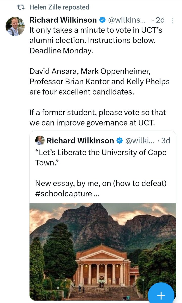 @_Michaelis__ @DavidAnsara @AdvOppenheimer Don't know but looks like Helen and Richard #schoolcapture is  trying hard to capture UCT