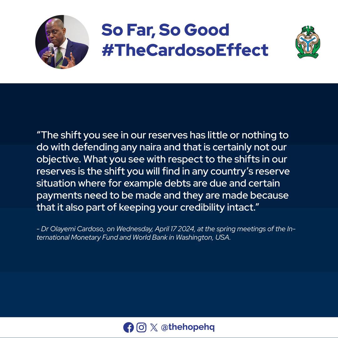 Since the appointment of Olayemi Cardoso as @cenbank Governor in September 2023, his leadership has taken the bull by the horns with the introduction of new policies and reforms that are fast translating into economic stability and growth. #GreatnessIsComing #TheCardosoEffect
