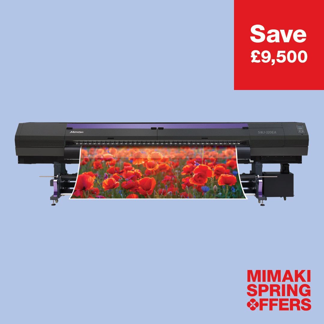 When you need low cost, high-volume, grand format production, Mimaki's 3.2m SWJ-320EA solvent printer delivers big bang for buck with its twin-roll capabilities and high quality output - and it's on offer at just £34,995! buff.ly/3U5HreZ