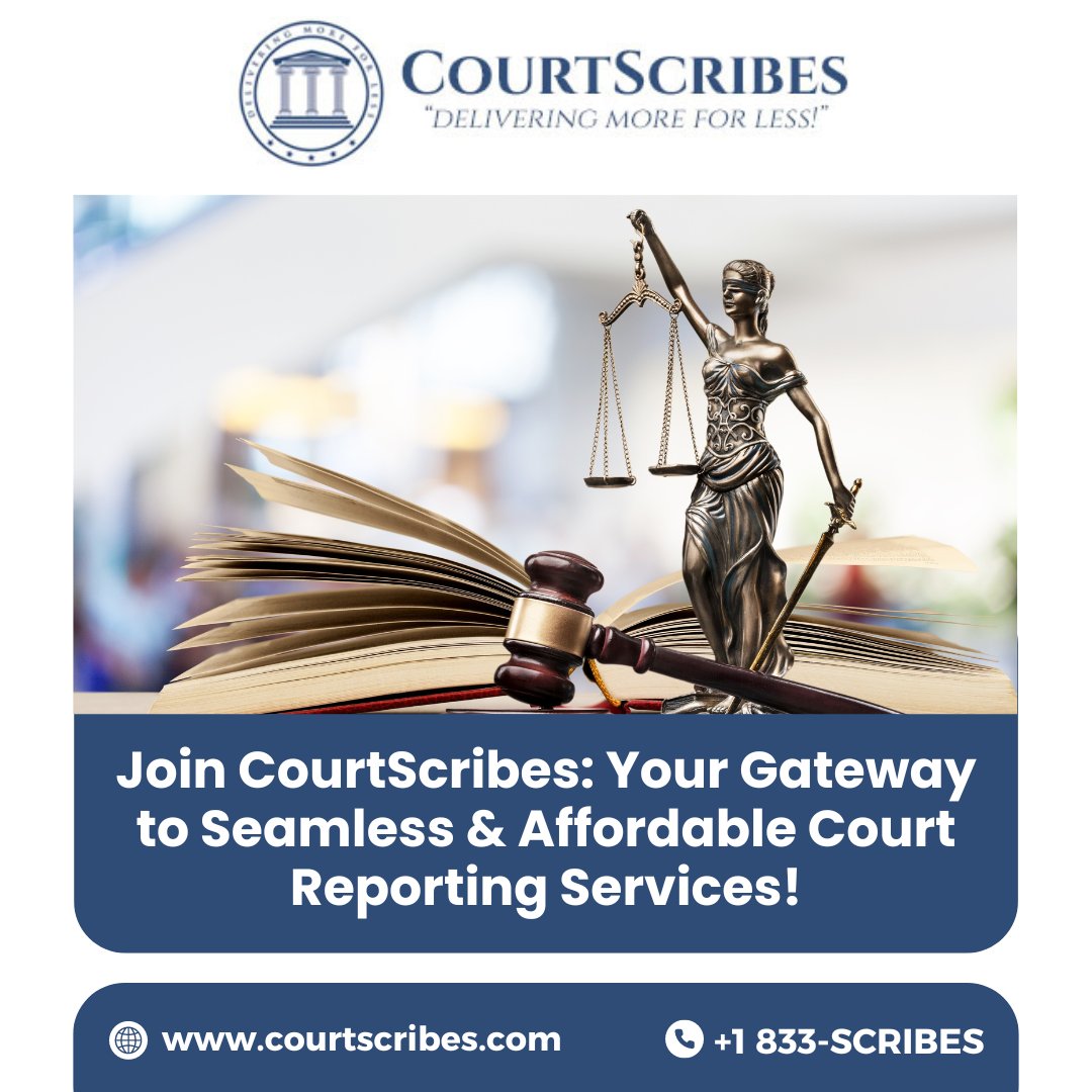 Make CourtScribes your go-to partner for hassle-free court reporting services. Contact us today to learn more!

📞 Phone: +1 (833) 727-4237
🌐 Website: courtscribes.com

#CourtScribes #CourtReporting #TranscriptionServices #AffordableSolutions #SeamlessExperience