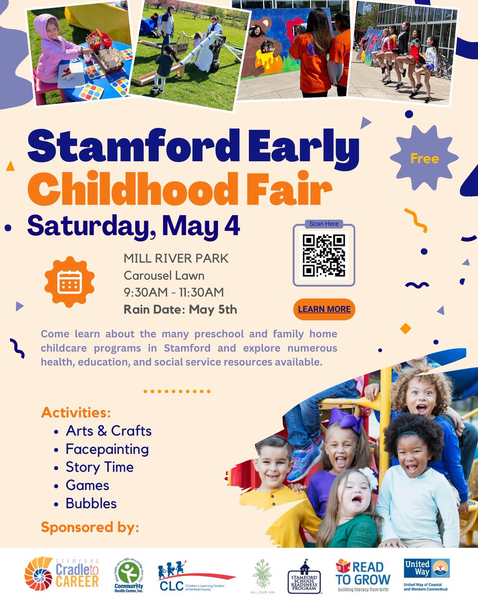 Parents, learn about preschool and family home daycare programs in Stamford, and many other resources available to you on Saturday, May 4th from 9:30-11:30 AM. See more: bit.ly/sc2c-ec24. #EarlyChildhood #ChildCare #Preschool #Education #StamfordCT