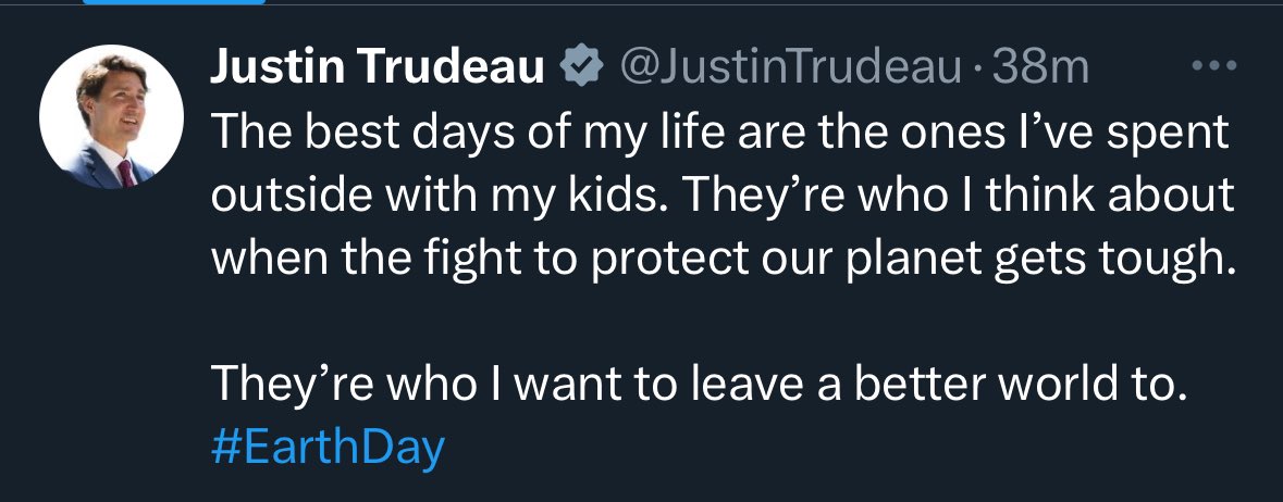 We have a guy leading our Country who believes he can change the weather of the planet & for some reason it’s tough on him. The belief that taxing and nudging Canadians into compliance is going to leave a better world behind is insane.