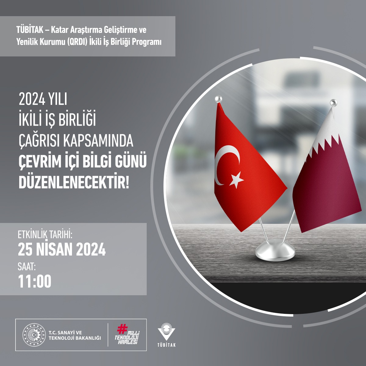 👥 TÜBİTAK-QRDI 2024 Yılı İkili İş Birliği Çağrısı kapsamında çevrim içi bilgi günü düzenlenecek! 🏙️ Dijital ve Uzay Teknolojileriyle Şekillenen Akıllı Şehirler temasıyla açılan çağrı kapsamında desteklenecek alanlar: 🛣️ Akıllı Ulaşım 🚛 Akıllı Lojistik 🩺 Akıllı Sağlık…