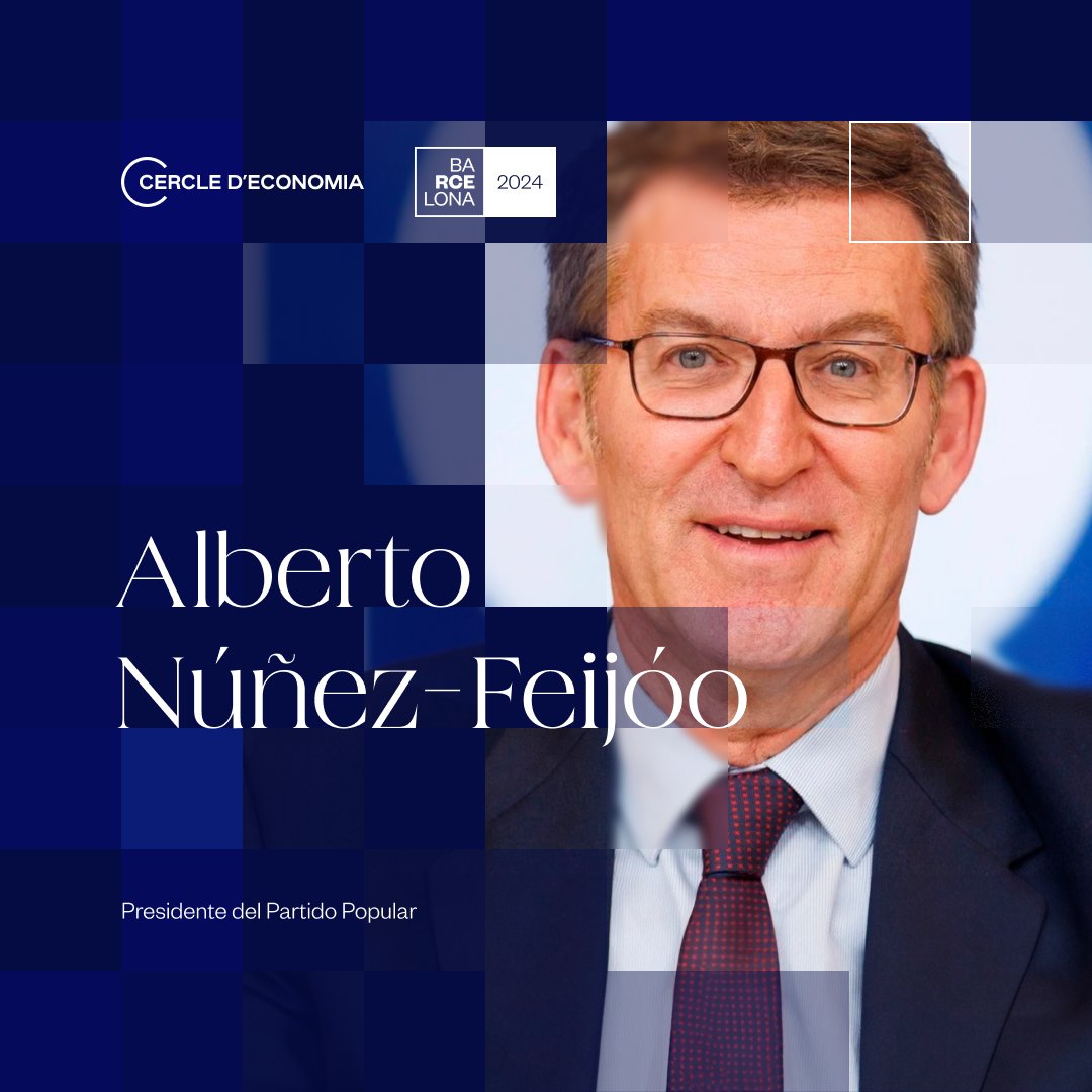 Alberto Núñez-Feijoo (@NunezFeijoo), presidente del Partido Popular (@ppopular), participará en la Reunión Cercle d'Economia 2024. Será un placer contar con su presencia.

#RCE2024
#Cercledeconomia
#AlbertoNuñezFeijoo
#debatsCercle
👉🏻👉🏻Inscripciones abiertas en…