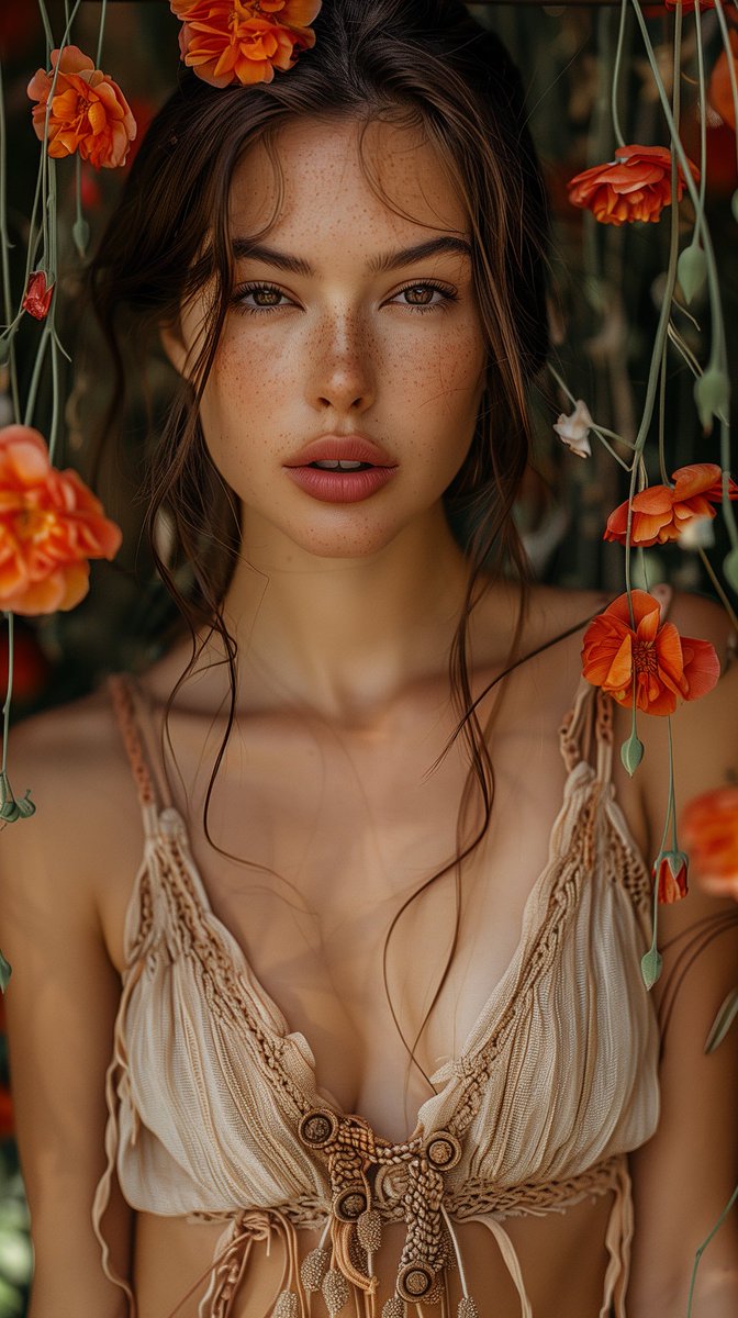 Blossoming Muse
#floralportrait #bohemianstyle #etherealbeauty #freckles