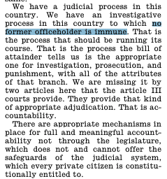 4/ Question 7 drives home this point: Trump's lawyers in Senate impeachment trial argued the former president should not be convicted by the Senate because proper mechanism is DOJ criminal probe and 'no former officeholder is immune.'⤵️ They now argue the exact opposite.