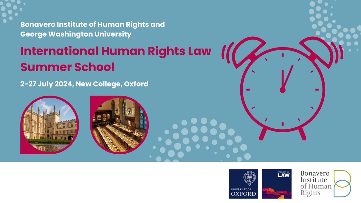 📢 Last few places remaining! Apply for the International #HumanRightsLaw Summer School, run by the #Bonavero Institute of Human Rights in collaboration with the George Washington University Law School! 🗓️Friday, 26 April 2024 ➡️lnkd.in/eEhXCKy3 #HumanRights