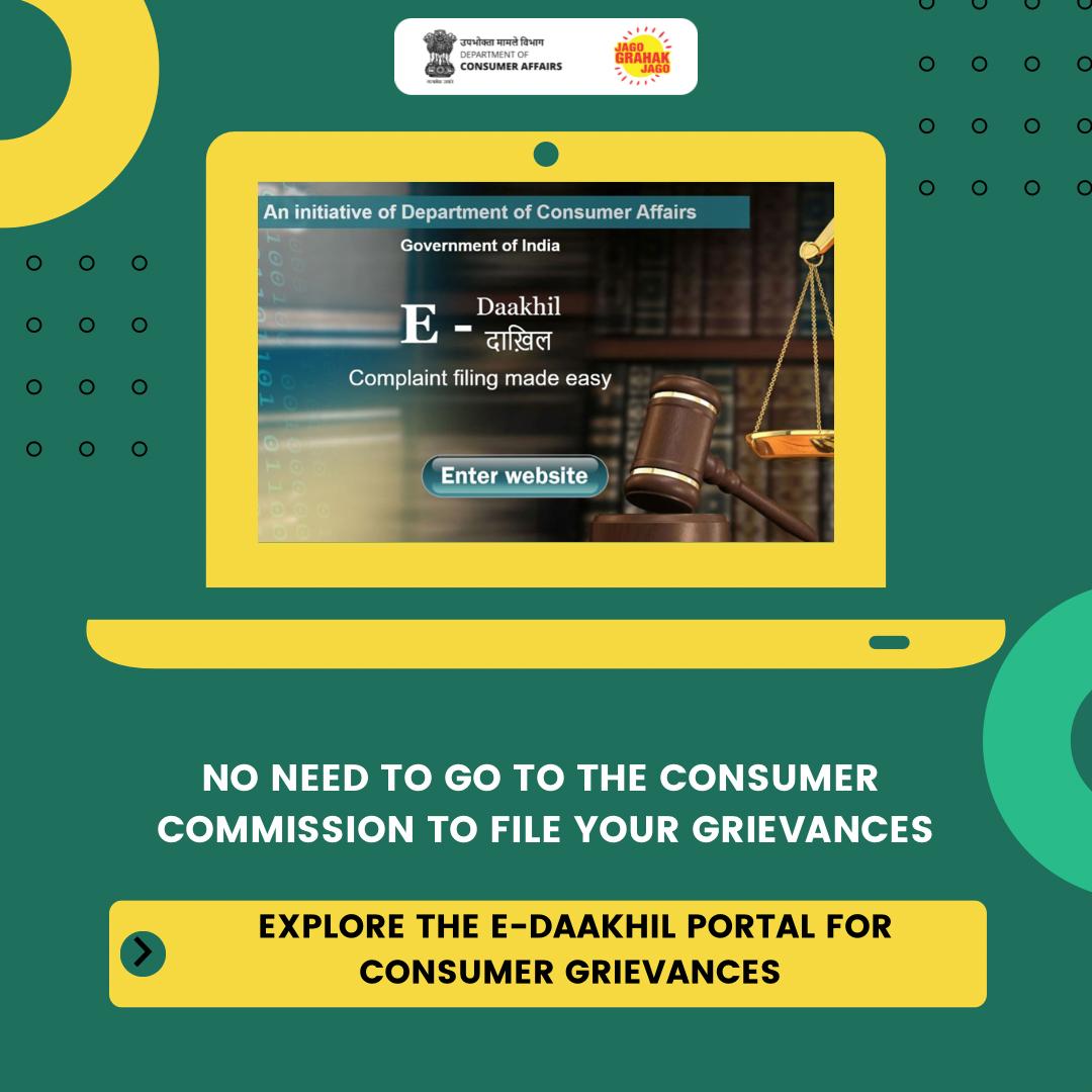 The E-Daakhil portal: Making consumer grievance resolution easy.
#EDaakhilPortal #ConsumerRights #EmpoweringConsumers #Redressal