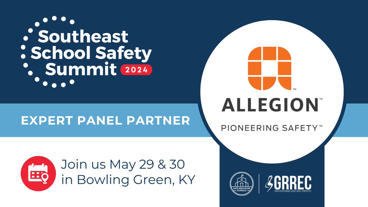 #RethinkSchoolSafety at the Southeast School Safety Summit on May 29 & 30 in Bowling Green, KY. This conference is organized by @SafeSchoolsOrg and @GRRECKY , and proudly supported by @AllegionUS. Register today! ms.spr.ly/6012YGEYn

#SchoolSafety #SchoolSecurity #NASRO
