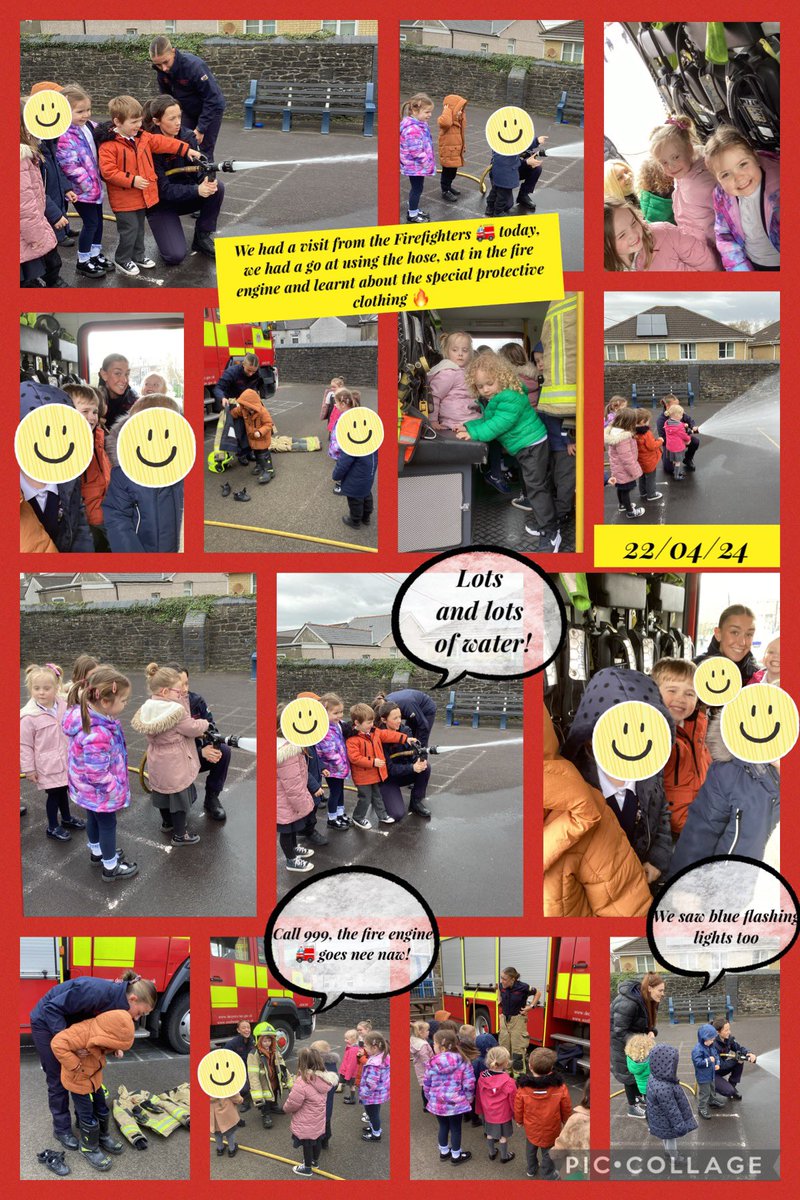 Dosbarth Enfys had a very special visit from the Fire Service today; we sat in the fire engine, watched the blue lights, had a go at turning on and off the water hose and learnt all about the special clothing worn by firefighters 🚒. Da iawn pawb 😃 #HEADMPS