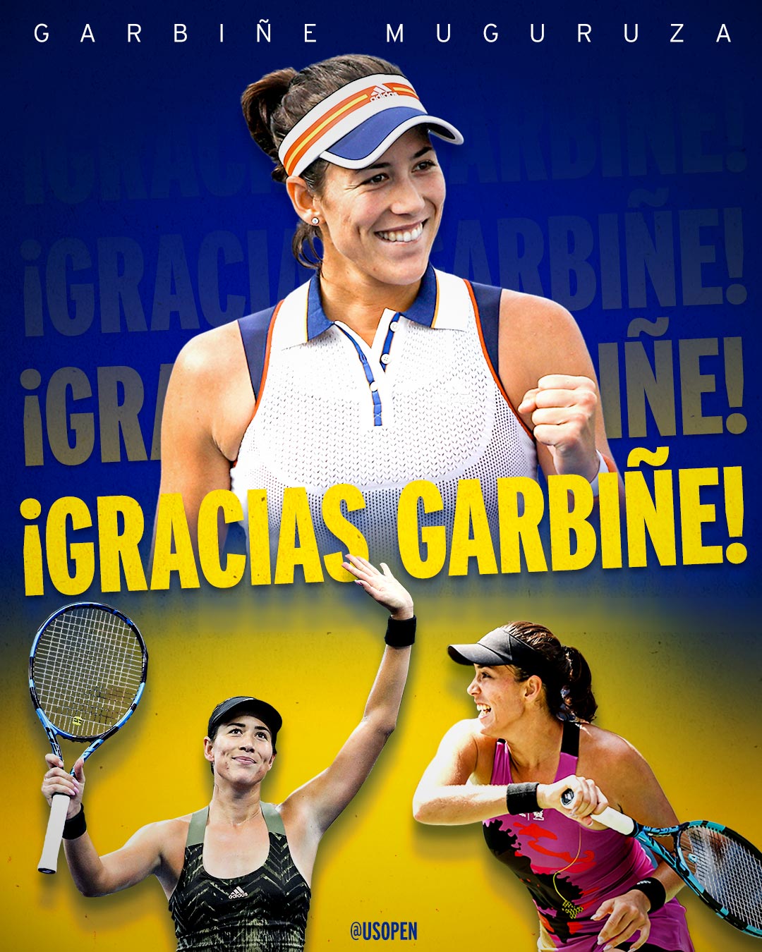 Graphic congratulating Garbine Muguruza on her retirement. 