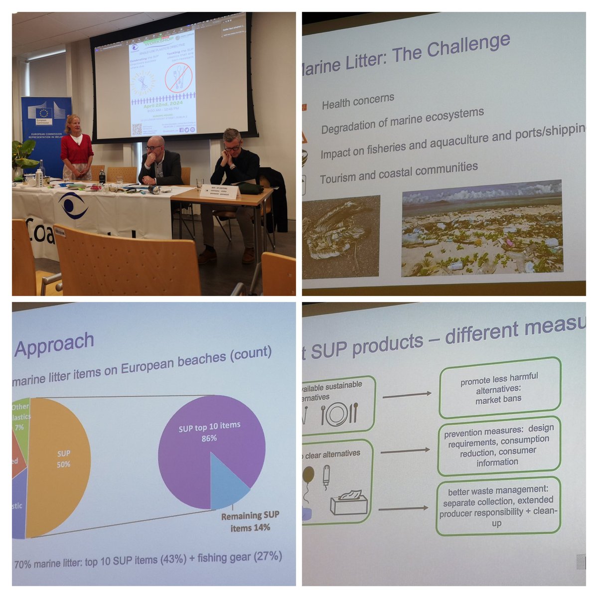 coastwatch_ire's tweet photo. @KarinDubsky opening the #EarthDay2024 workshop on the #supdirective, chiming with this year's theme Planet vs Plastic Chair of 1st Session Philip Nugent with Colm Lambert @Dept_ECC & joined online by Julia Roettgerding DG Env @IrishEnvNet @more4nature @eurireland https://t.co/qewtAd1MkL