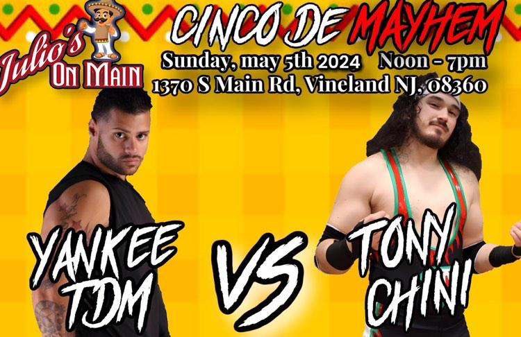 Sunday, May 5th, Cinco De Mayo turns to Cinco De Mayhem as I vow to take out @Yankee_TDM 1-2-3! Cinco De Mayo just so happens to be my 6 year anniversary of doing live events. So there’s no way you’re gonna “dog” me on MY special day!