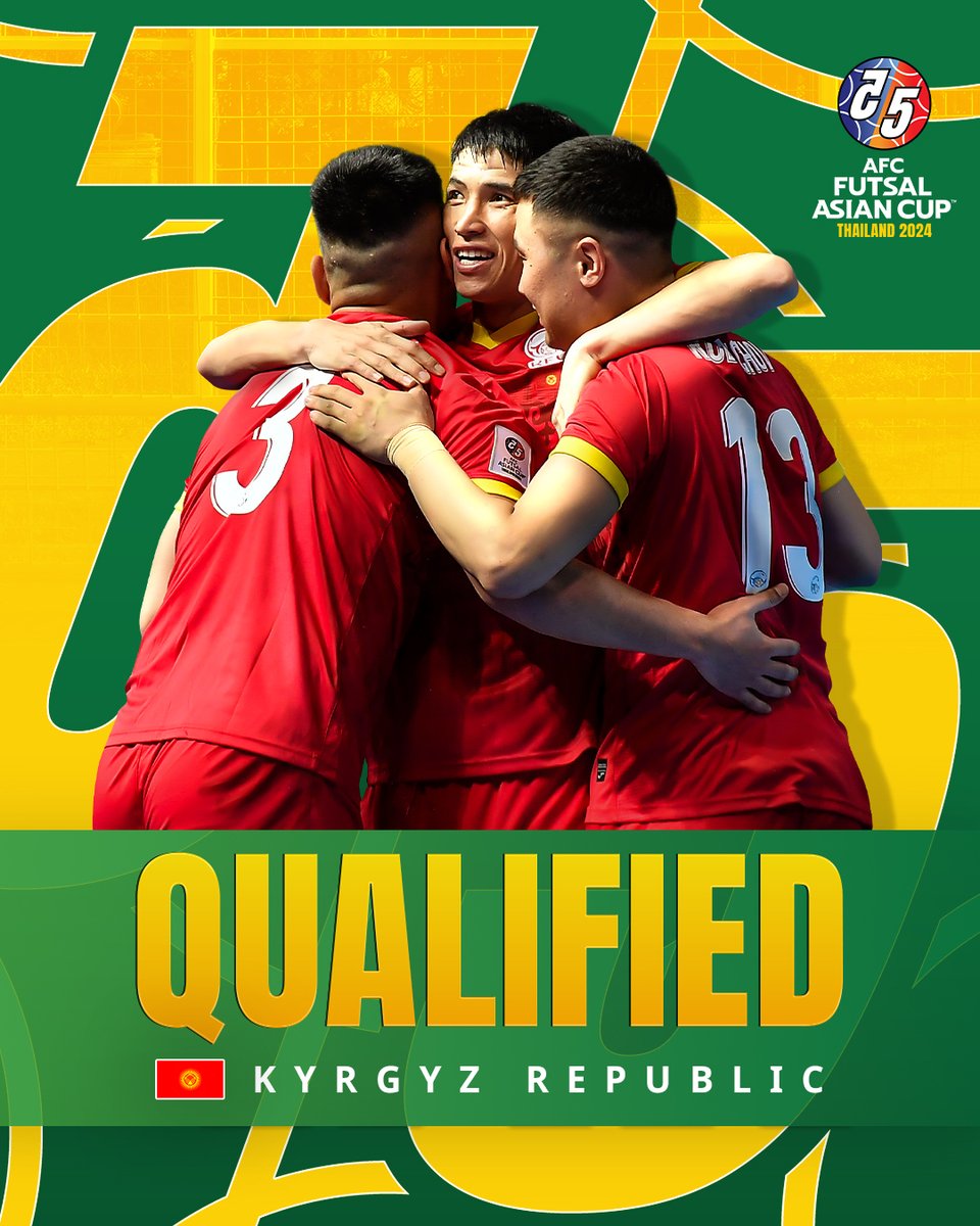 🇰🇬 Kyrgyz Republic are back in the AFC Futsal Asian Cup Quarter-Finals for the first time since 2016 🙌

#ACFutsal2024