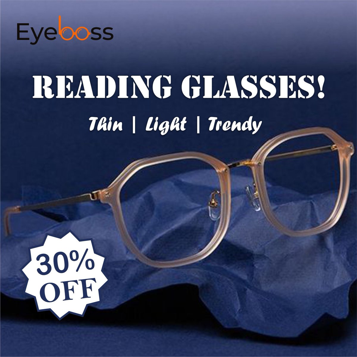 Enjoy 30% off on stylish reading glasses!  Check out our new sunglasses collection (eyeboss.com) that's perfect for every sunny adventure. Don't forget to follow us #eyebossusa
#ReadingGlasses #EyeHealth #StylishFrames #ClearVision #LimitedStock #ProtectYourEyes