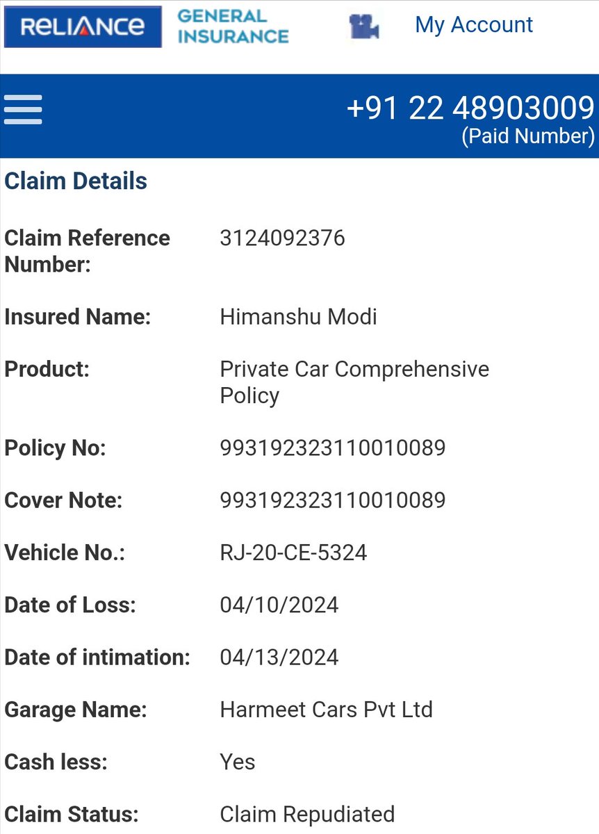 BlueMangoo's tweet photo. @RelianceGenIn @anilambani @NHAI_Official @anilambani @RelianceGenIn @CholaMS @nitin_gadkari
Sir,
दिल्ली बॉम्बे एक्सप्रेस हाइवे पर 110 km प्रति घंटा से गाड़ी चलाते हुए यदि बोनट हवा के कारण ऊपर आ जाए और हम सुरक्षित बच जाए तो क्या यह हमारी गलती है इसमें रिलायंस जनरल इंश्योरेंस क्लेम देने को इनकार कर रही है https://t.co/8pBYgn8AwW