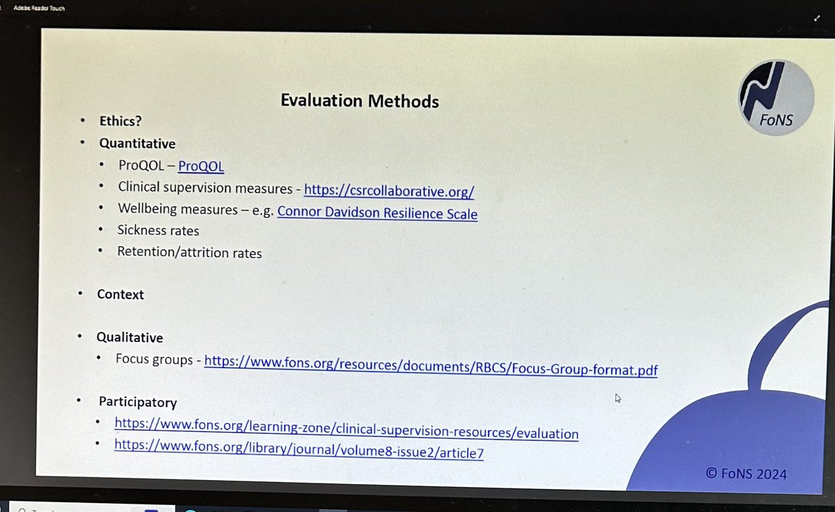 Thank you @GraceatFoNS @FoNScharity for your online drop-in session this morning to discuss evaluation tools for #RBCS sessions for staff. @NicoelaH @louisekeane1986 @HazelManzano3 @datt_colette @ChrisCaldwell_ @MrsBosanquet