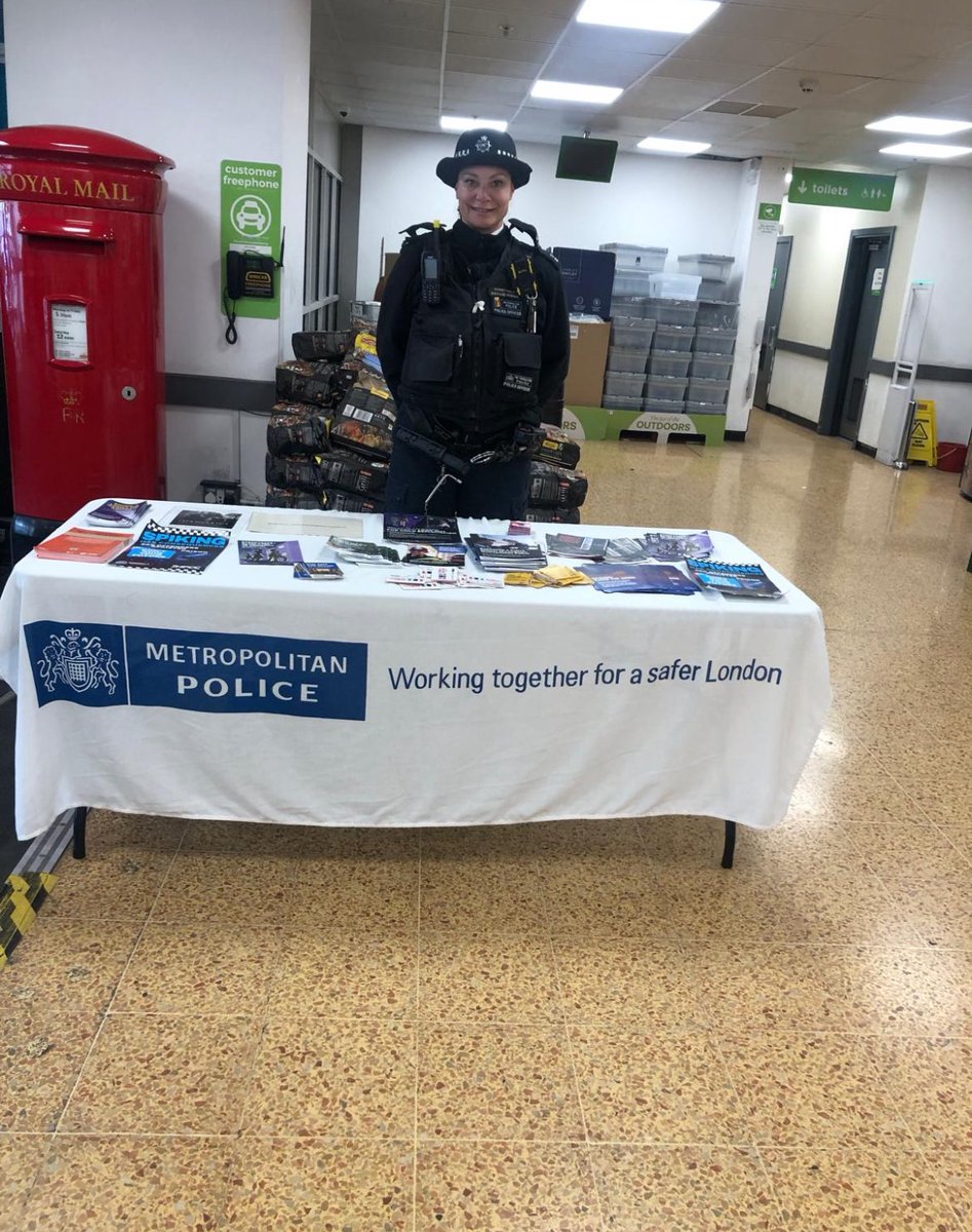 PC savage-Knight at Asda Charlton raising awareness about the signs of Spiking and how to report.