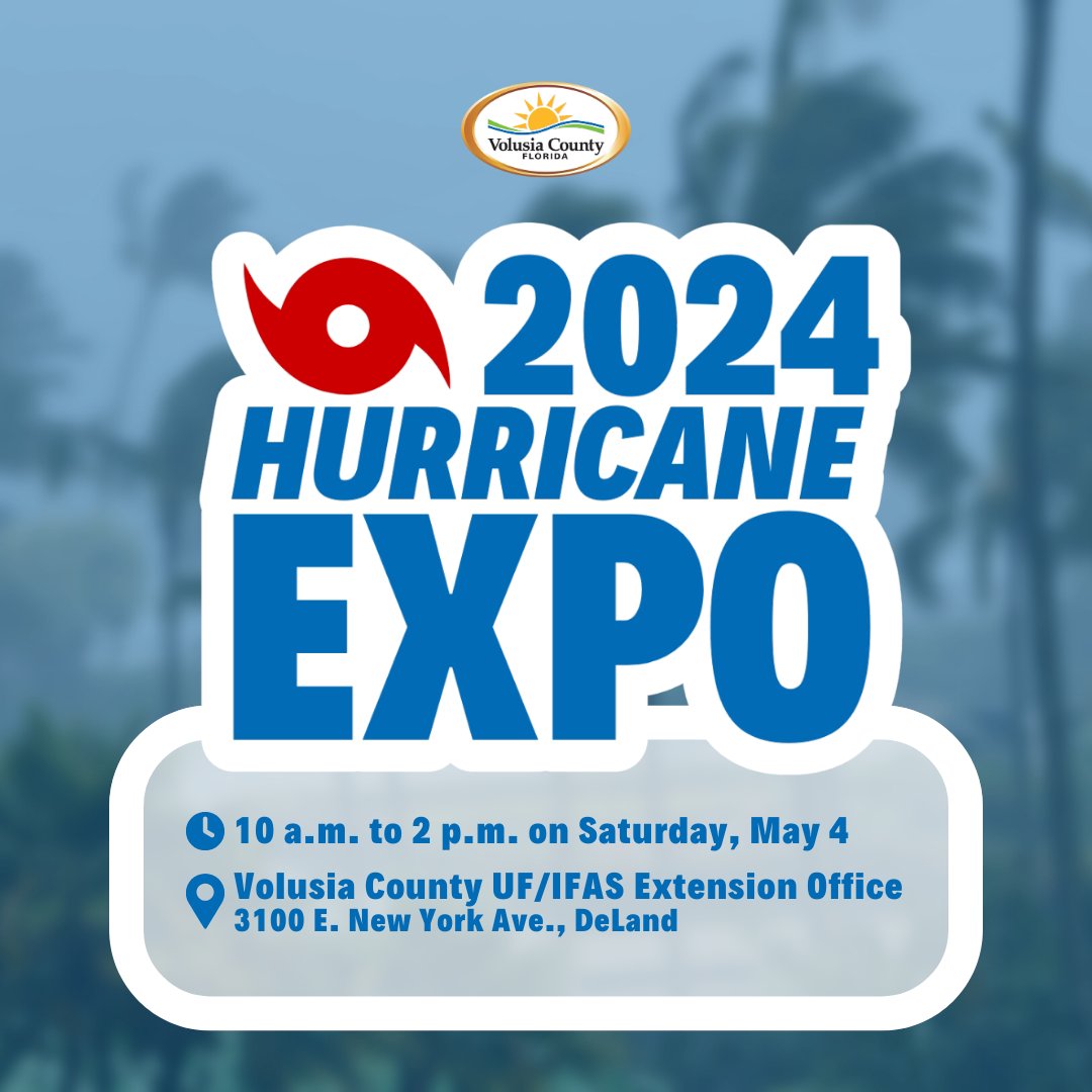 Join us for the 2024 Hurricane Expo in less than two weeks on Saturday, May 4! Whether you're new to the area or a lifelong resident of Volusia County, the Hurricane Expo is an event packed with valuable information and activities that can benefit everyone!