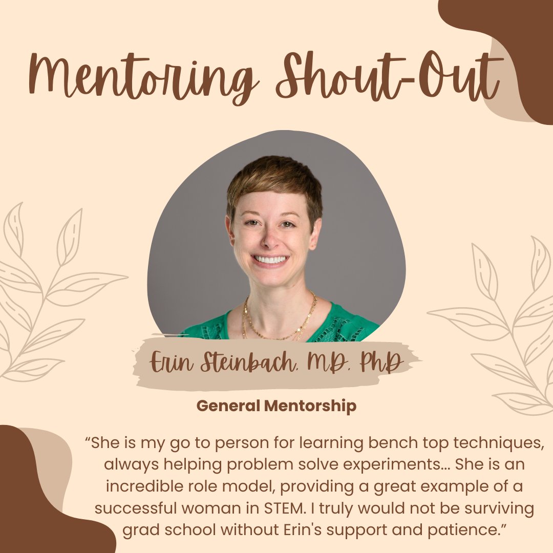 Leading our last week of mentoring shout-outs is @GutsyScience, Assistant Professor @UNCDeptMedicine. Dr. Steinbach was nominated for being a role model and a dependable support for mentees.