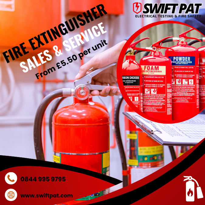 Fire Extinguisher Sales & Servicing 

Full UK Coverage - Local Rates Multi Location? 

No Problem ! Visit: swiftpat.com/fire-extinguis… for a Fast & Free Quote.  

#fireextinguishers #fireextinguisherservice #serviceoffireextinguishers #ukfiresafety #firesafetyuk #ukcompliance