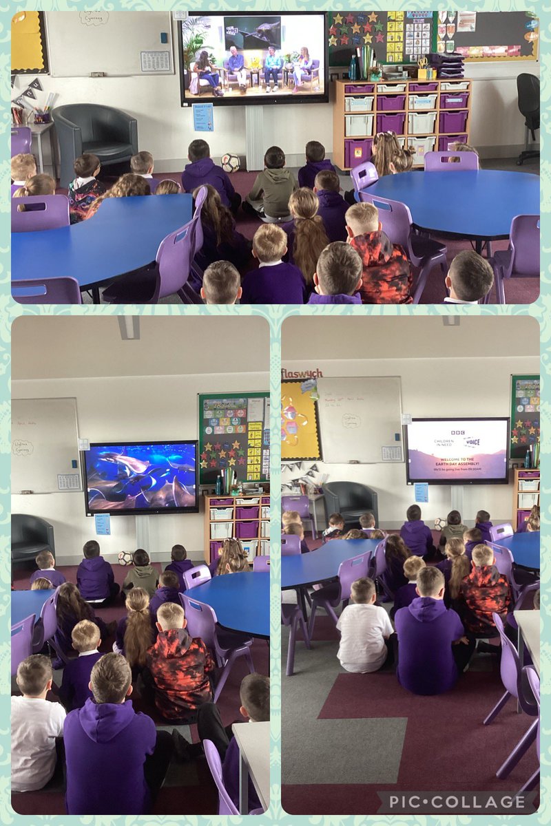 Cafodd ddisgyblion Blwyddyn 3W eu hysbrydoli tra’n gwylio gwasanaeth ar lein i ddathlu Diwrnod y Ddaear 2024🌍 #cyngoreco Blwyddyn 3W pupils were inspired whilst watching an online assembly to celebrate Earth Day 2024 🌍 #EarthDay2024