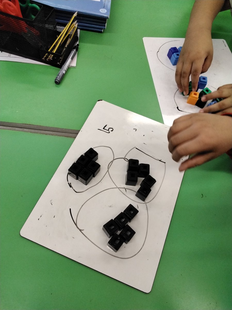 MarlboroughPrim's tweet photo. Year 1 are learning to share in Maths. We are sharing the number 15 when we realised we could not share 15 equally between 2 plates we tried 3 plates. #Sharing #Year1Maths https://t.co/vbquevt4U1