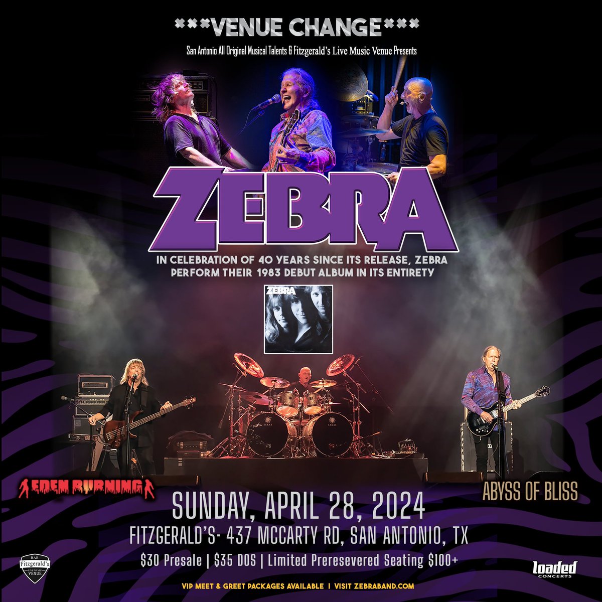 Zebra this Sunday night at Fitzgerald’s San Antonio #SanAntonio #sacurrent