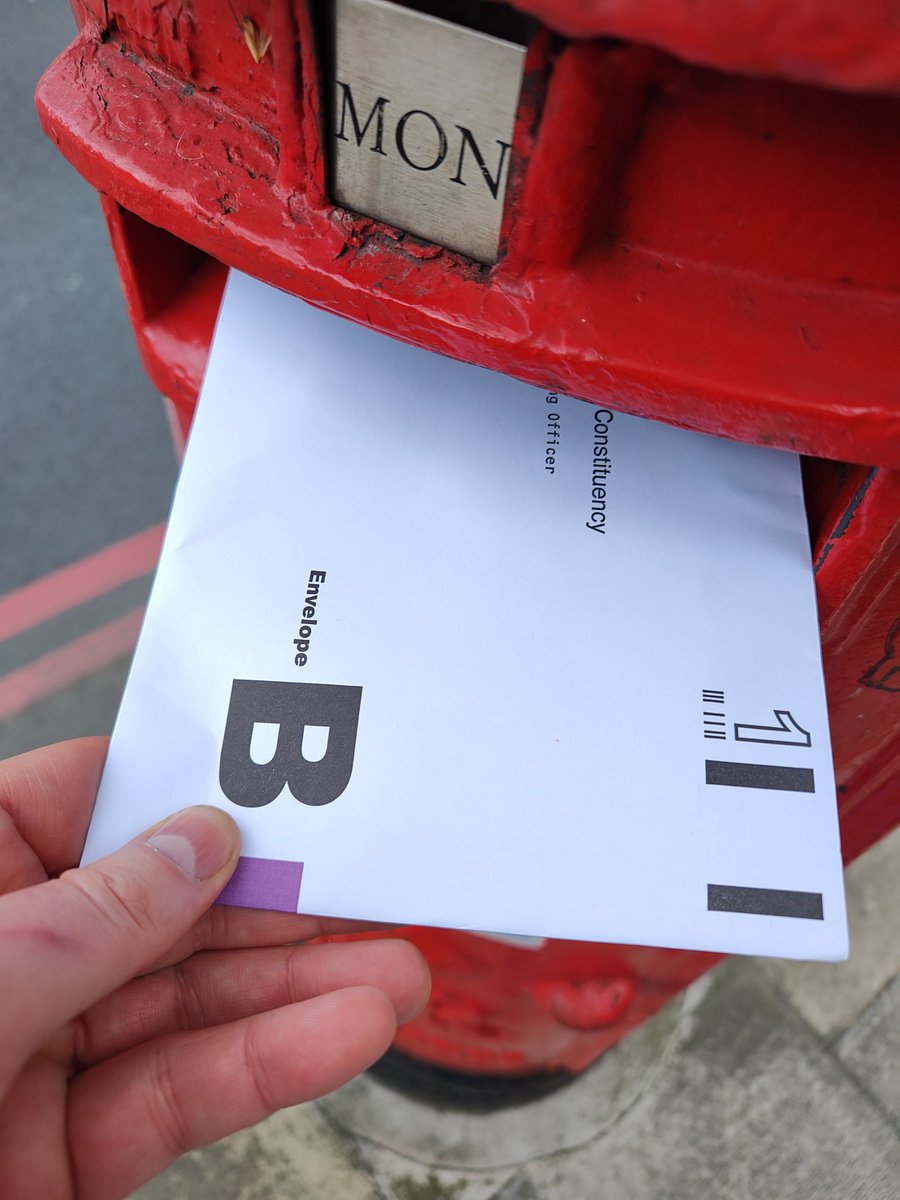 Posting my #MayorofLondon postal vote. I'm voting #SadiqKhan and Labour of course, because I'm not a cunt. #VoteLabour